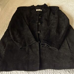 Black, long suede jacket